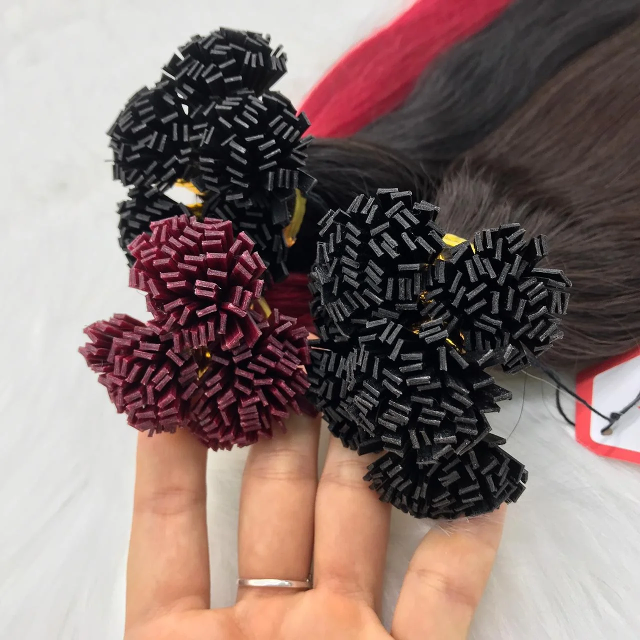 
100% Virgin Cuticle Aligned Human Hair Extension,red hair keratin ,human hair bundles fumi wavy hair 