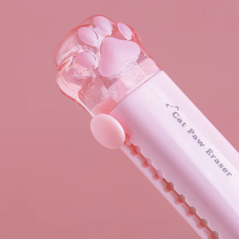 Creative Colorful 3D Cartoon Cute Cat Scratch Eraser Push and Pull Pen Clean No Trace Graffiti Eraser Student Eraser