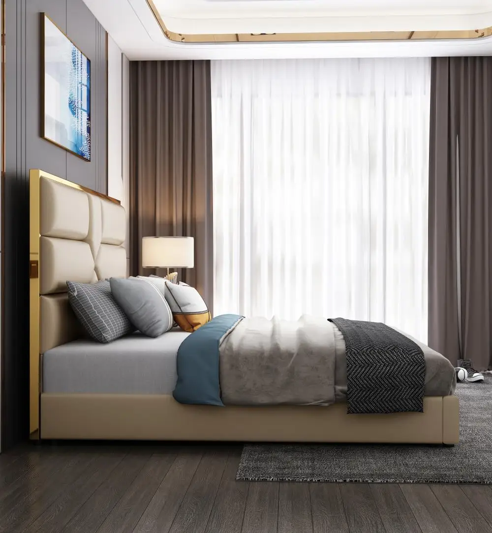 Итальянский дизайн, обивка, ткань для кровати, Королевский кровати, рама с изголовьем для продажи