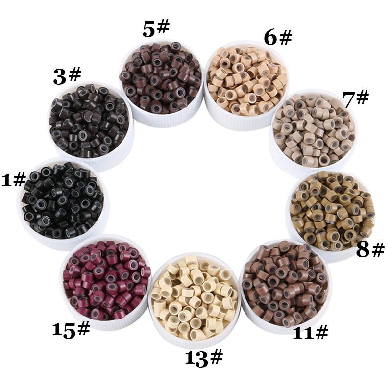 5.0mm silicone lined micro rings links beads I stick tip human hair for hair extension tools