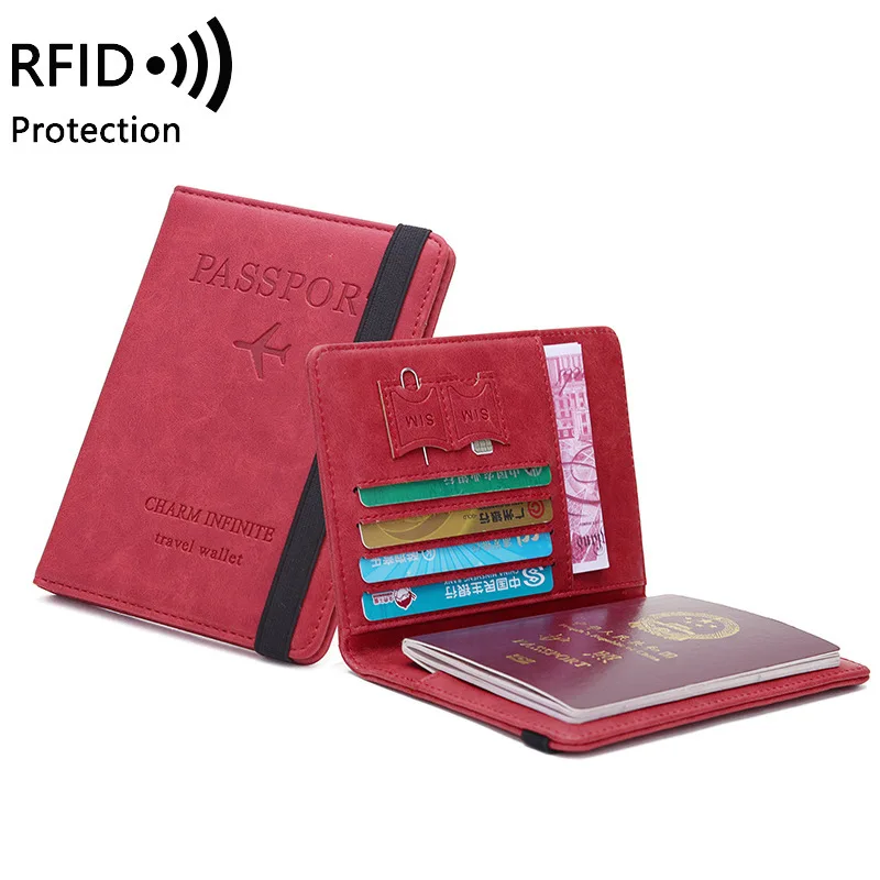 High Quality Custom Logo Pu Leather Passport Cover Rfid Blocking Passport Holder Travel Wallet With Card Case