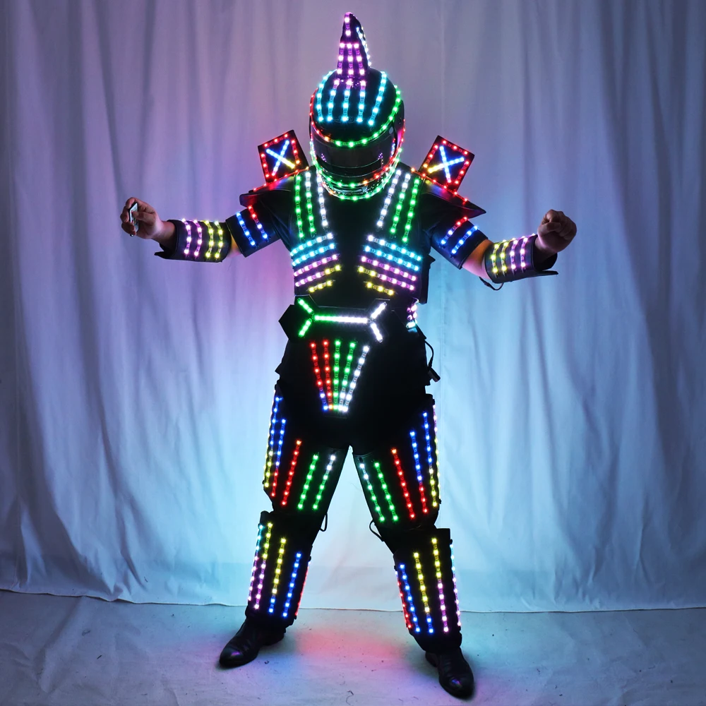 Full-Color RGB LED Robot Suit for Stage Dance Tron Inspired Cosplay Dress Vest with Luminous Outfit for Disco Team Wears