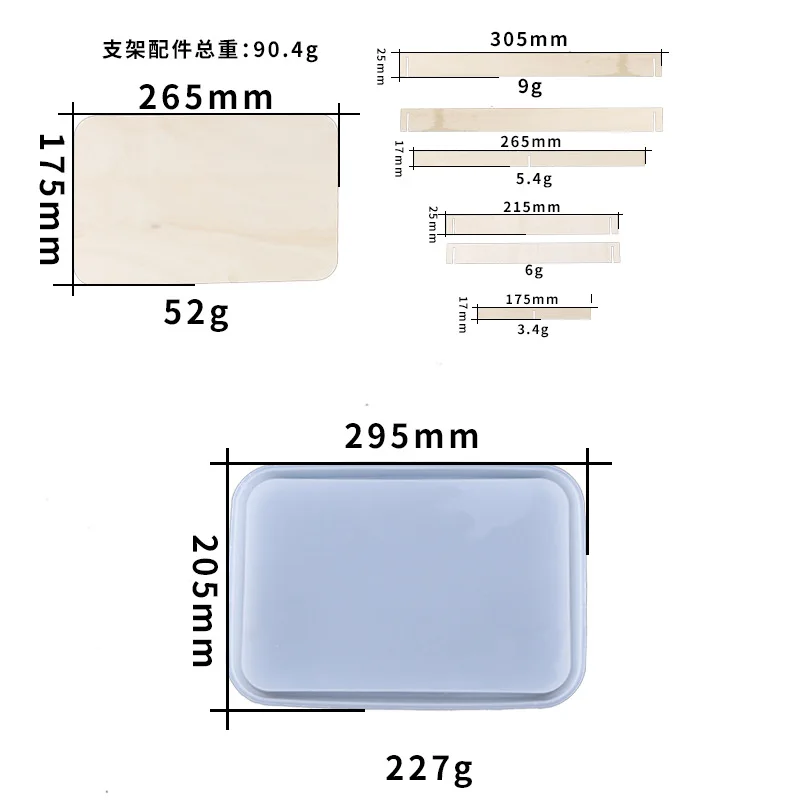 
shinny big size blank rectangle shape rolling tray silicone mold resin mould for resin craft diy 