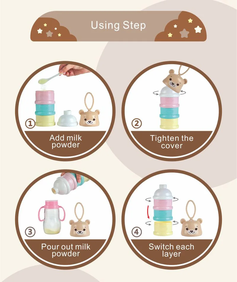 Wholesale Portable Infant Toddler 3/4 Layer Food Snack Storage Box Formula Dispenser Baby Milk Powder Container