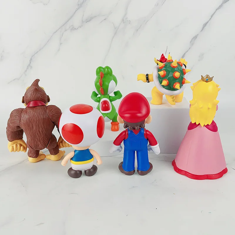 6pcs/set big Mario Figure doll, Cake topper Bowser PVC Action Figure, Movie mario bros figure toy 15cm