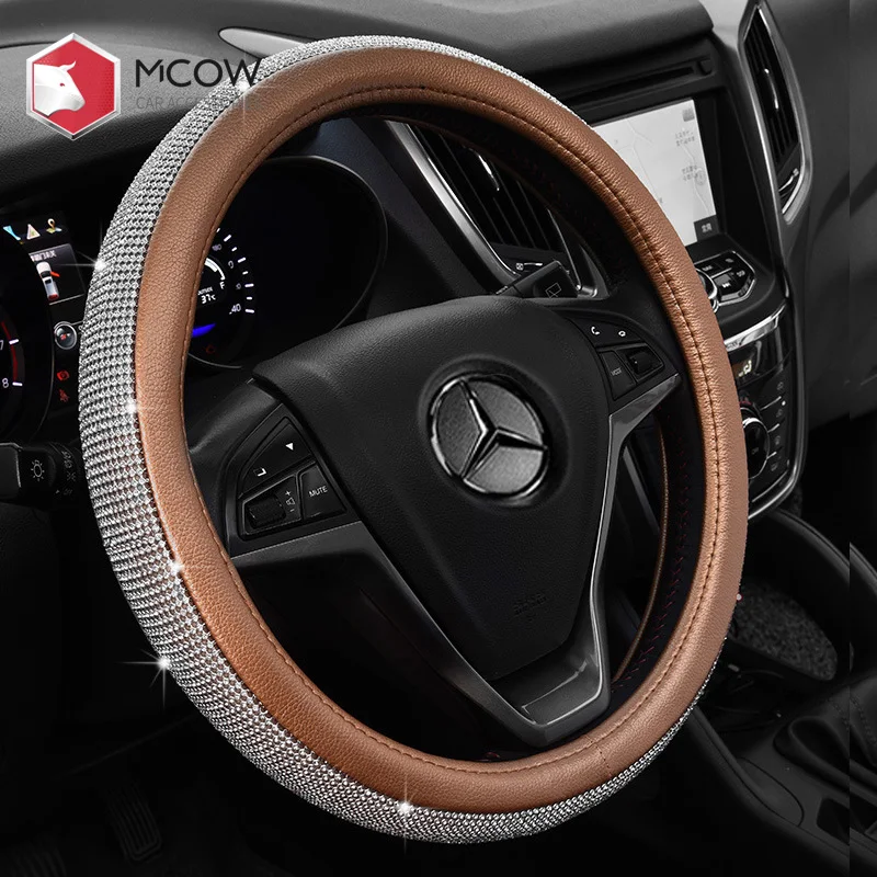 
Factory Wholesale Supplier Car Accessories Fashion Luxury Bling Diamond Universal Auto Car Steering Wheel Cover For Amazon Ebay 