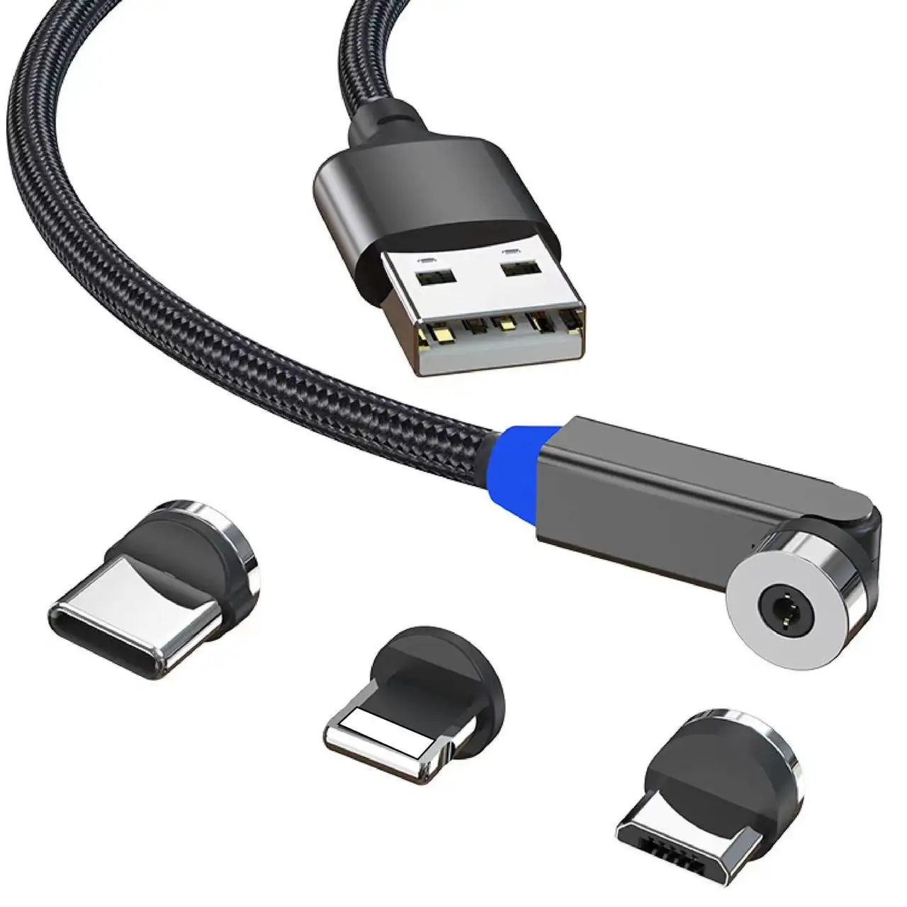 540 Degree Free Rotation USB C Magnetic Cable 3 in 1 Connectors Magnet Cable 3A Fast Charger Type C Cable for Mobile Smartphone