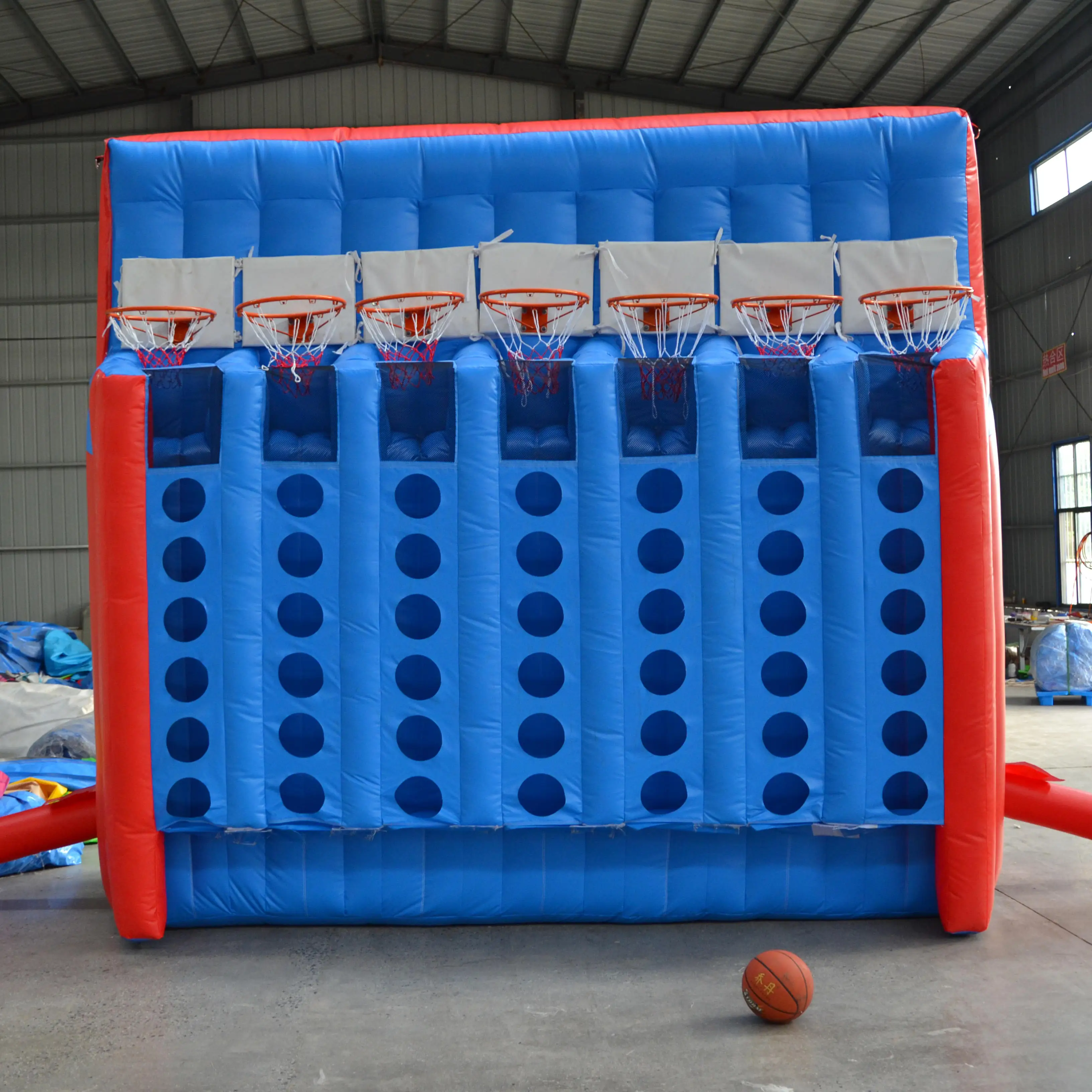 Commercial Connect 4 or 6 Shooting Game Court for Kids or Adult Custom Inflatable Basketball Throwing Game with Hoops