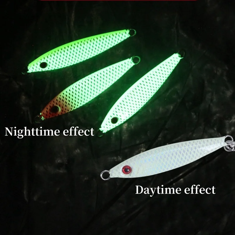Wholesale 30g/40g/60g/80g 3d eyes luminous chubby jigging lead fish lure rotating sequin with barbed hook for fish