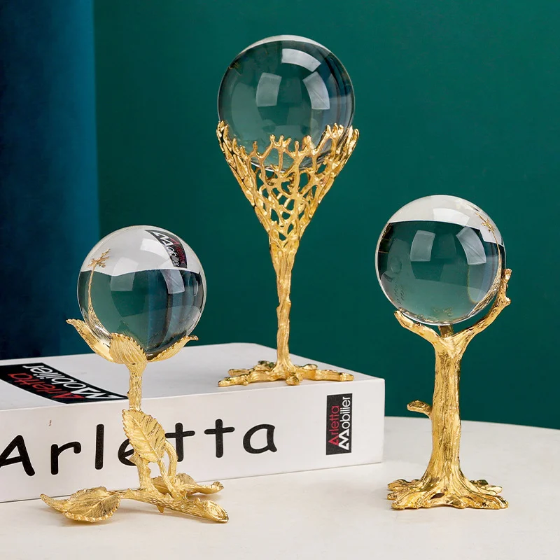 Hot Sale Creative Modern Minimalist Metal Art Craft Furnishings Decor Tabletop Interior Crystal Ball Ornaments Home Decoration