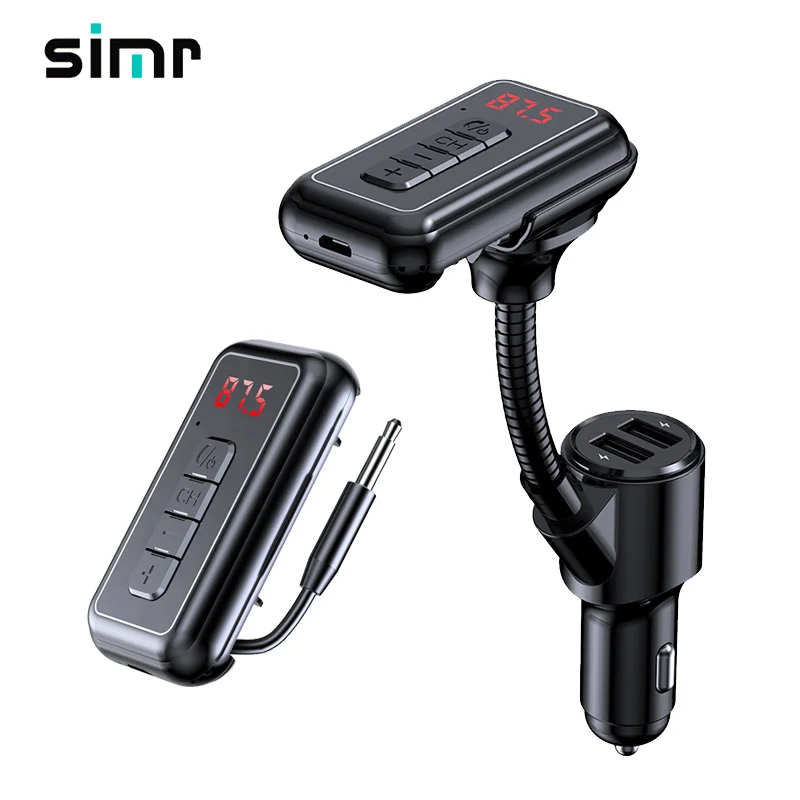  Simr BT5.0 Hands free беспроводной автомобильный комплект приемник зарядное устройство для автомобиля с двумя портами USB FM передатчик Mp3 плеер