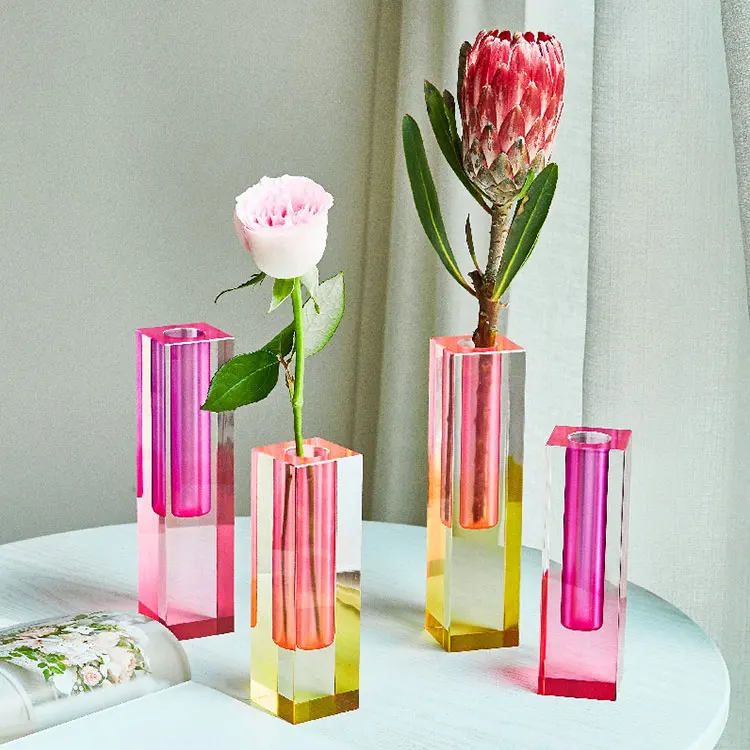 Flower Vase Acrylic Glass Crystal Vases Creative Decoration Living Room Bud Vase