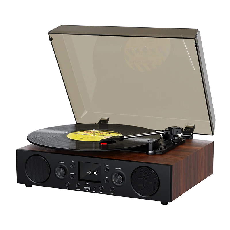 Hot Sale New Wooden Retro Phonograph  Vinyl Record Player Vintage Phonograph ARC FM High Sound Quality Powered Radio