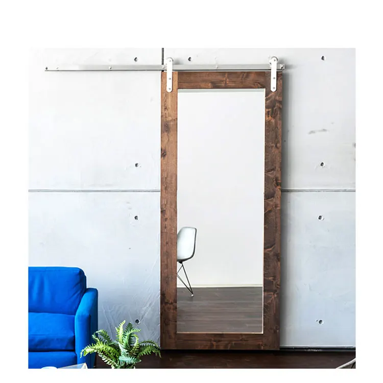 Single slider frameless rustic barn door frosted glass wood  sliding barn door bedroom furniture