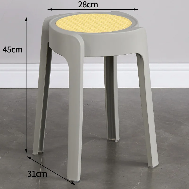 Nordic Modern Design Plastic Stool Oak Windmill Chair with Rattan-Like Finish Stackable Household Dining Table for Adults