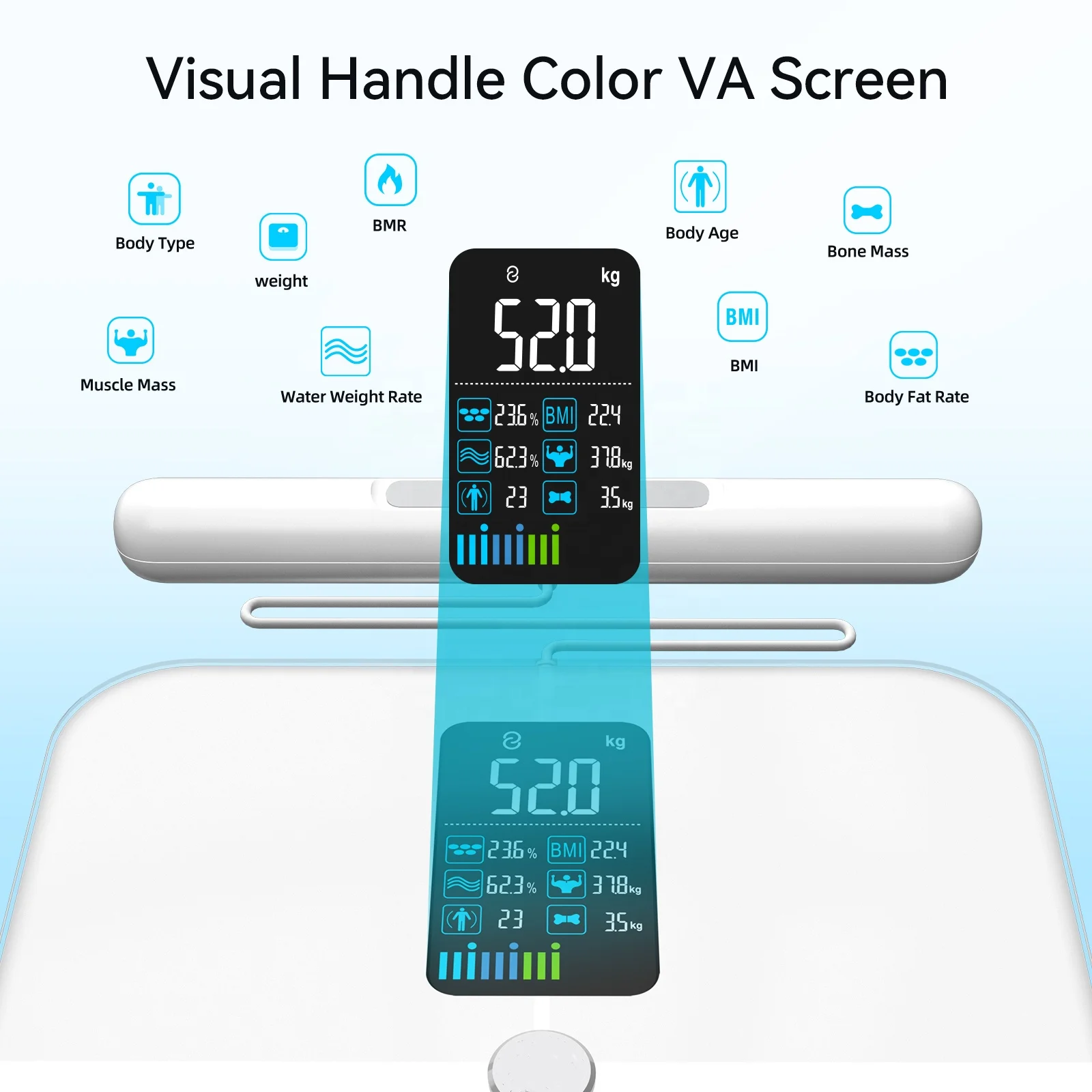 Professional Bathroom Smart Scale with Body Fat Analyze and Weighing Muscle Sensor Type Hand Bar Body Fat Scale
