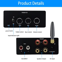 2022 50W digital power amplifier Blue 5.0 stereo audio amplifier receiver 2-channel D-class Mini amplifier for Home