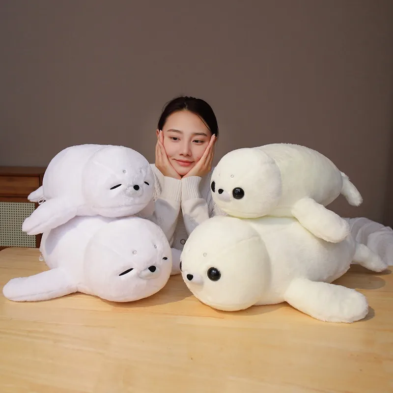 Factory Sale 60cm Lovely White Seal Stuffed Animal Throw Pillow Sea Lion Plush Peluche Toy Seal Plush Doll Birthday Gift