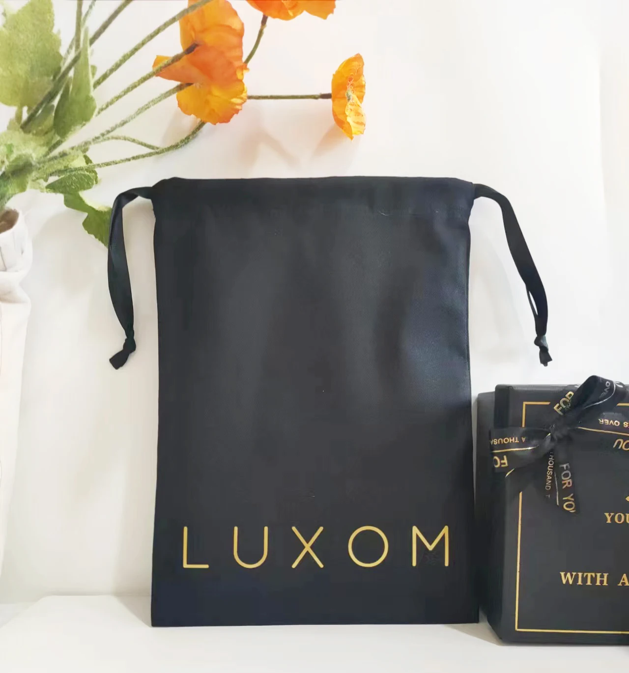 New arrival cheap Eco Muslin Cotton Gift jewellery Packaging Pouch Customized black cotton