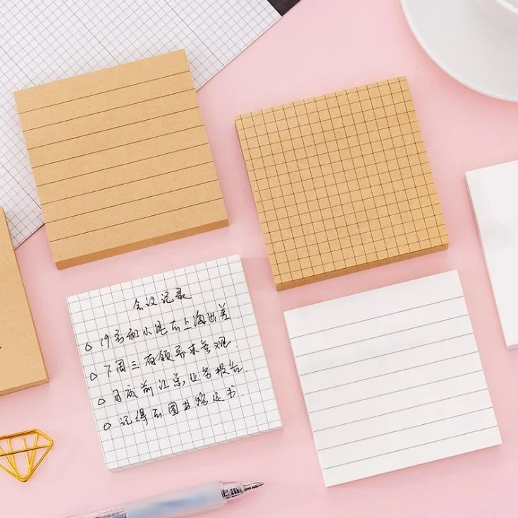 
Wholesale Custom School Supplies Simple Sticky Notes Kraft Paper Memo Pad Writing Notes 