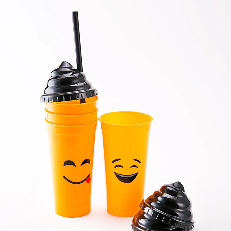 Plastic straw cup disposable with cover expression cup custom advertising milk tea beverage coffee scenic wholesale