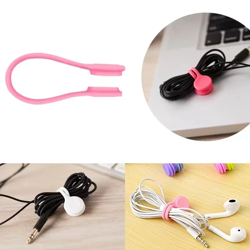 Silicone Magnetic Earphone Cord Winder Wire Cable Organizer Holder for Kitchen Handy Headphones Winder & Cables Storage Clips