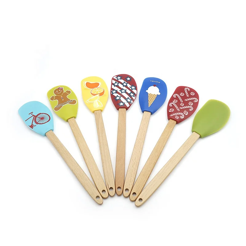 Mini Silicone Spatula Set with Wooden Handle Baking Supplies Oem Screen Printing Shenzhen Customize Food Grade Sustainable