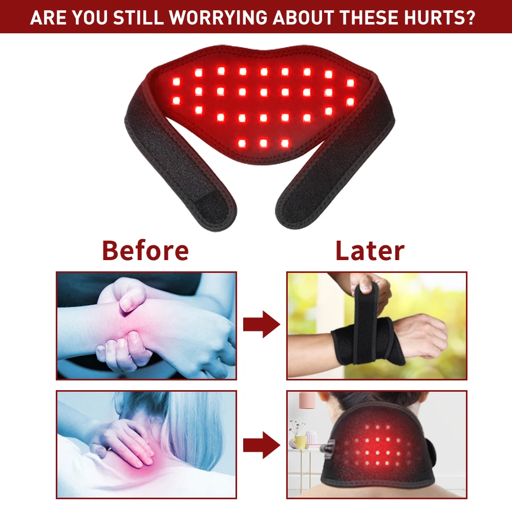 DGYAO LED Red Infrared Light therapy Led Pain Relief Pad Heating Patches Wraps for Neck Wrist