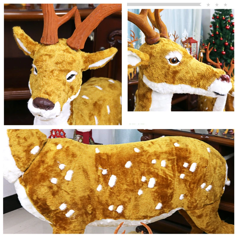 New Christmas elk fluff deer 15*13 cm Christmas tree decorations window scene layout props