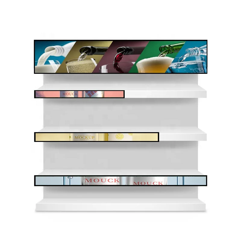 23 24 35 37 Supermarket Ultra Wide Strip Shelf Screen Stretched Bar LCD Display Monitor 24 Inch Player Display Digital Signage