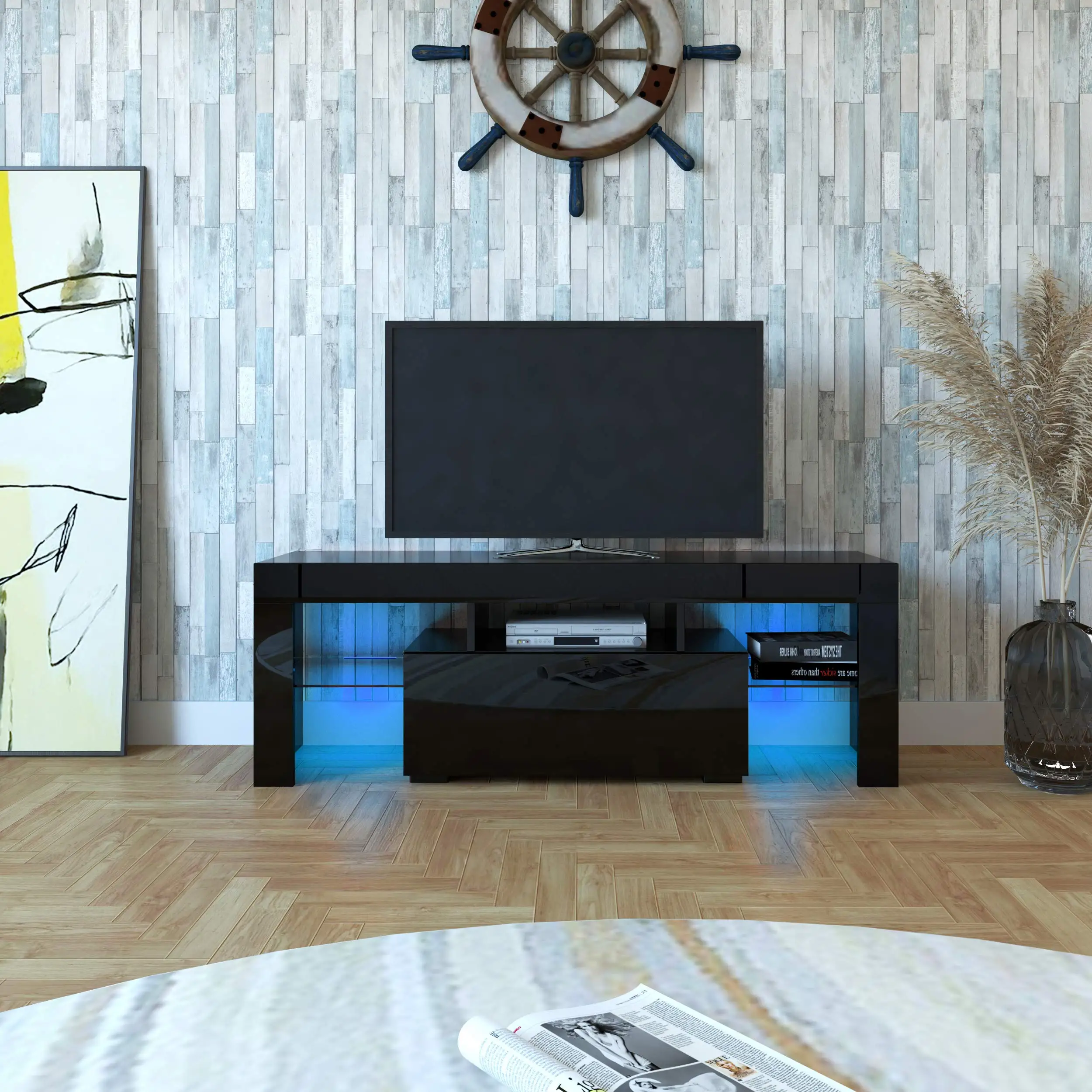 Living room furniture set Modern floating  tv wall unit cabinet display shelf