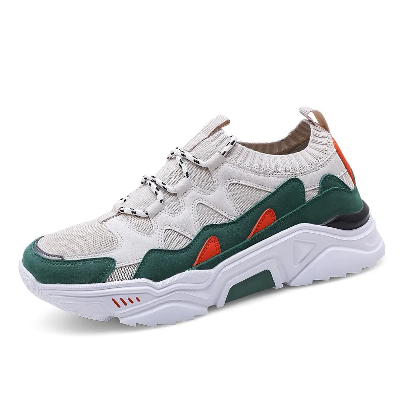 
Four seasons men shoes tide shoes fly knit thick sole socks set sport casual dad shoes socks mouth for men 