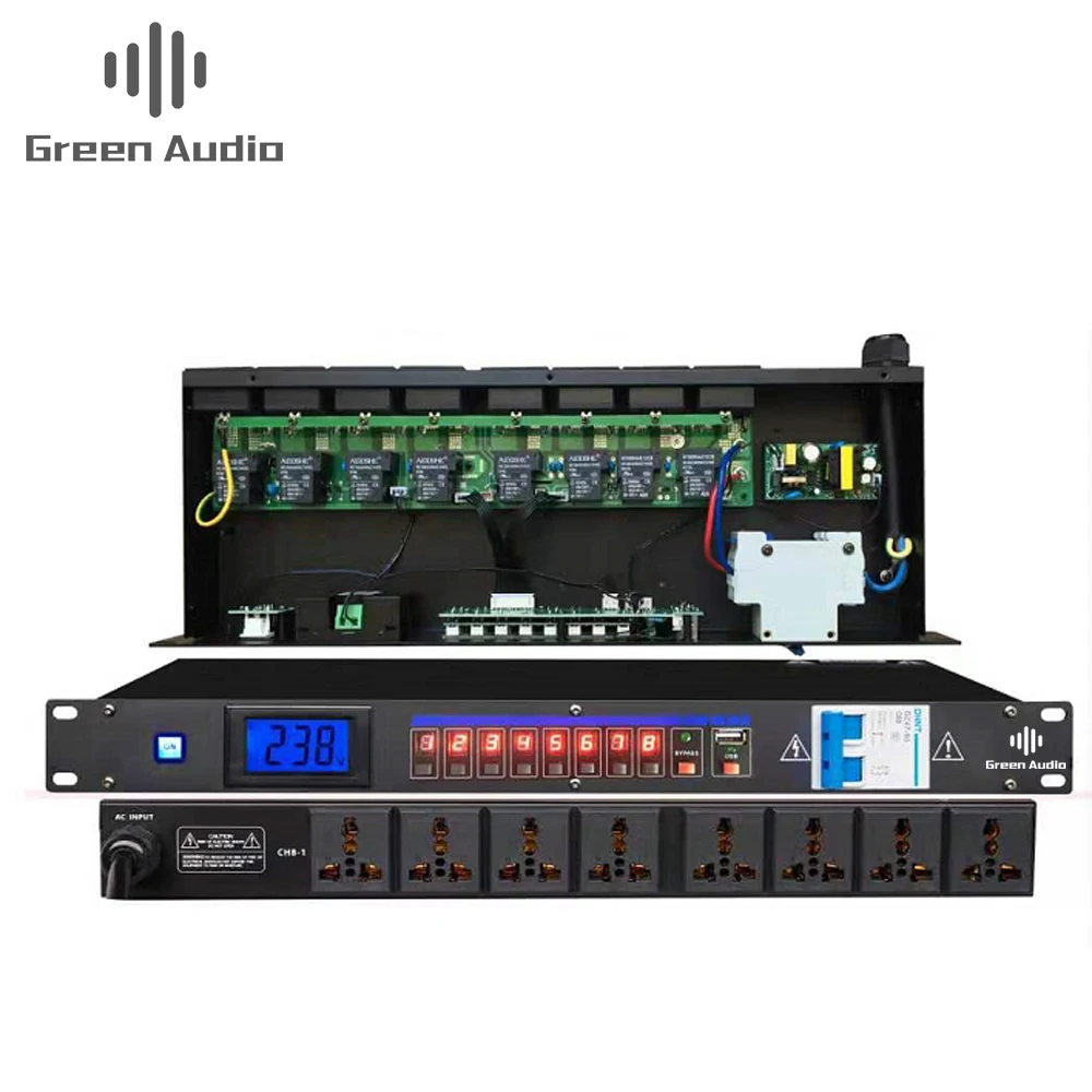 GAX-DB04 Профессиональный 10 каналов DJ звуковая система Многофункциональный блок питания контроллер последовательности светодиодный дисплей