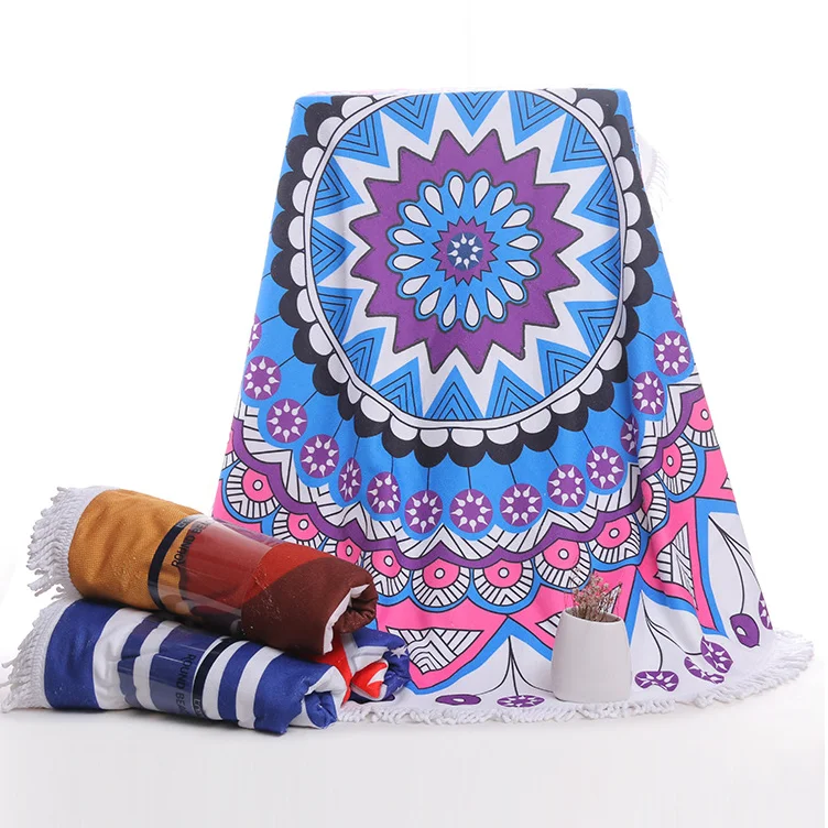 Factory hot sale beach towel round towel beach sand-free high-quality water-absorbent quick-drying bath towel just customized