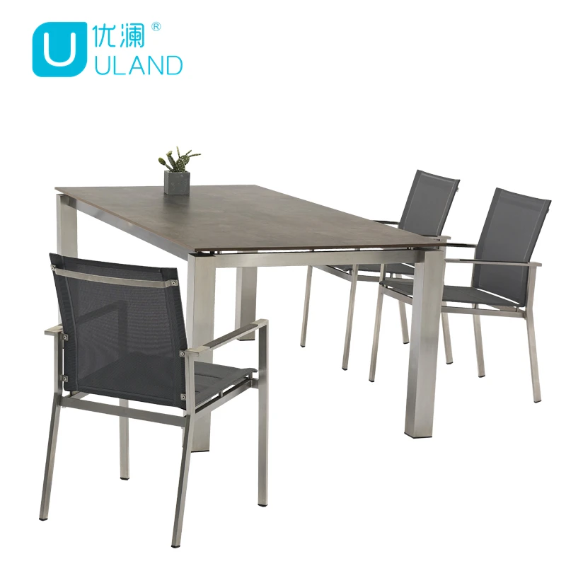 ULand Patio Garden Sets Outdoor Table Stainless Furniture Rectangular Dining Table And Chairs