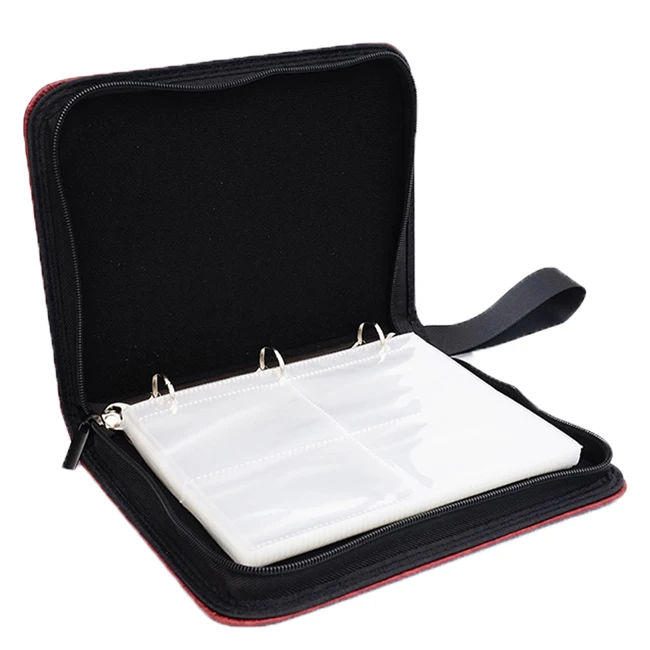 PU Leather Zippered Trading Card Folder Binder Album Zipper Baseball 4 pockets Custom Trading Card Binder