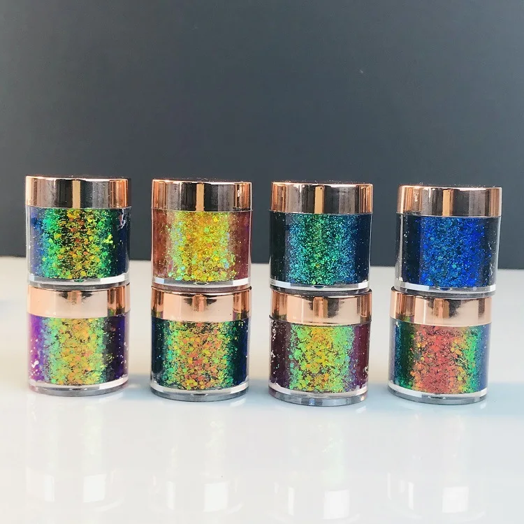 Vendor Holographic Custom No Logo 8 Colors Single Duochrome Multi Chrome Eye Shade Makeup Chameleon Glitter Eyeshadow Gel