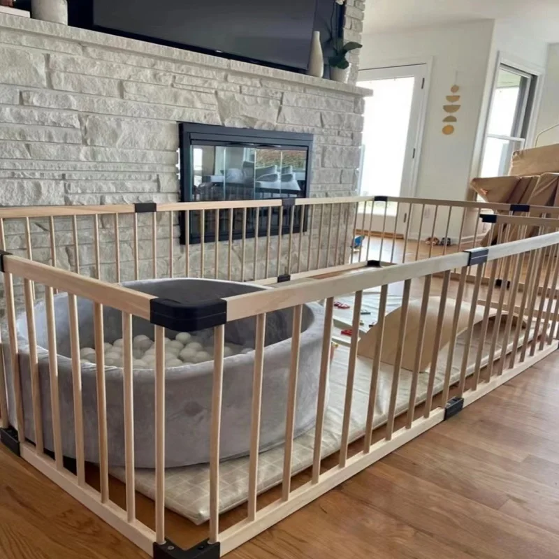 JollyBaby Wooden Folding Baby Playpen  Wood Baby Fence Big Siz  61cm natural wooden playpen