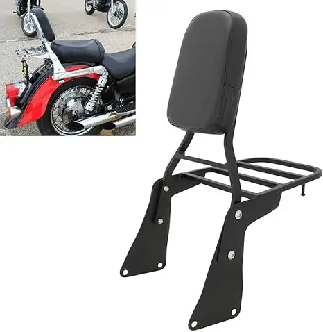 Black Motorcycle Rear Seat BackRest Sissy Bar Back Rest Compatible For Kawasaki Vulcan 1500 VN1500