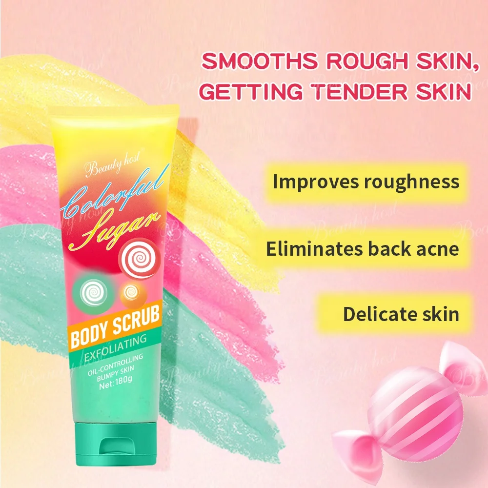 Beauty Host Skincare Products Colorful Vegan Sugar Body Care Scrub Exfoliating Oil Control Whitening Antioxidant Moisturizing
