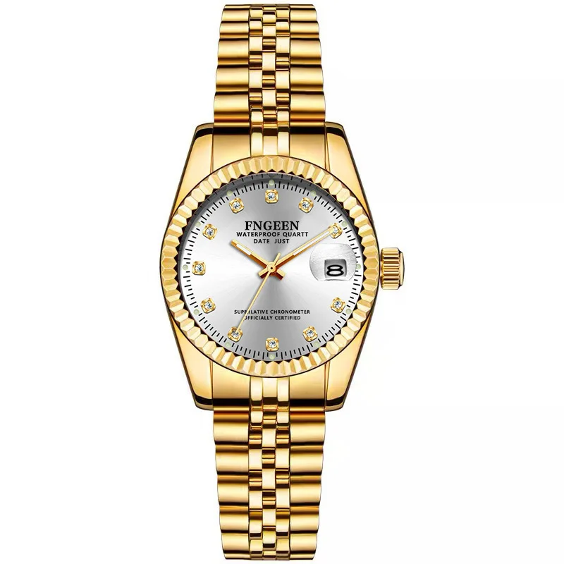 wholesale fashion luxury Stainless steel couples wristwatches waterproof gold quartz Watch for men