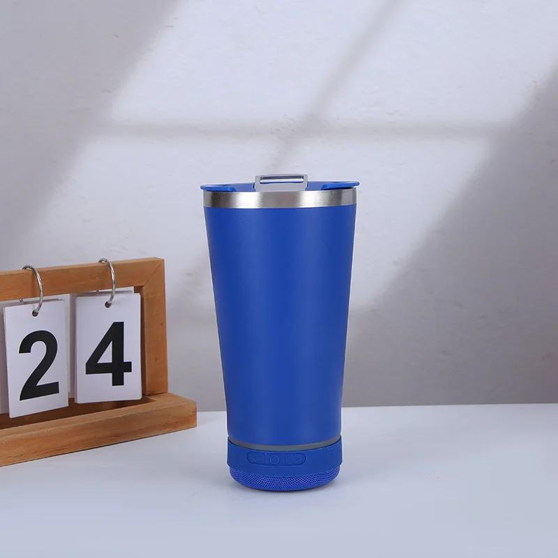 Custom Logo stainless double wall insulated opener 16oz beer mug music speaker 16oz beer mug with speaker