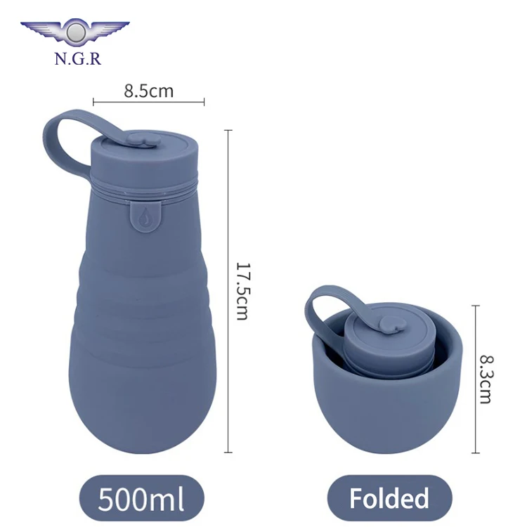 Factory hot selling Eco friendly silicone collapsible sports drinking water bottle