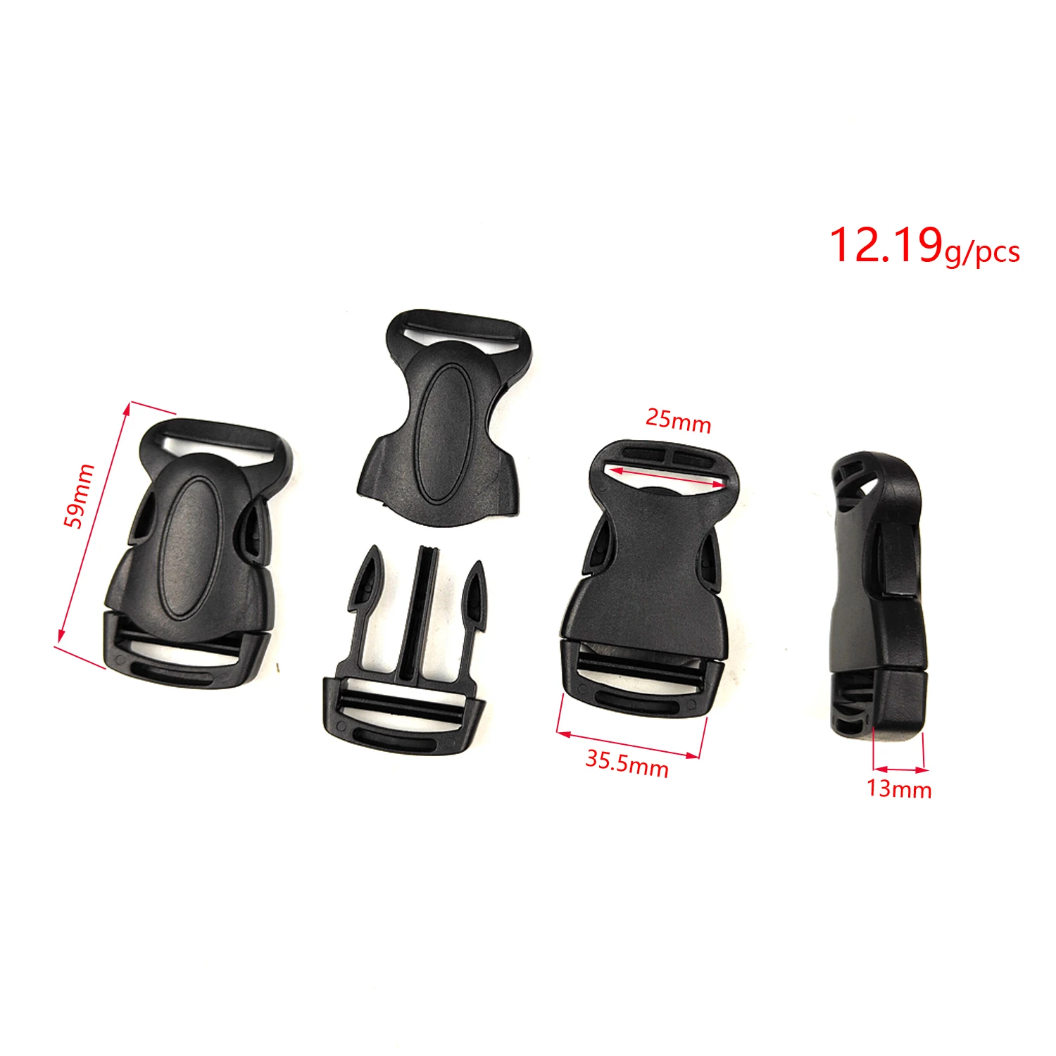 Heavy Duty Plastic Quick Side Release Buckle for 1 inch/25mm Webbing Straps Adjustable No Sewing Clips for Backpack Strap