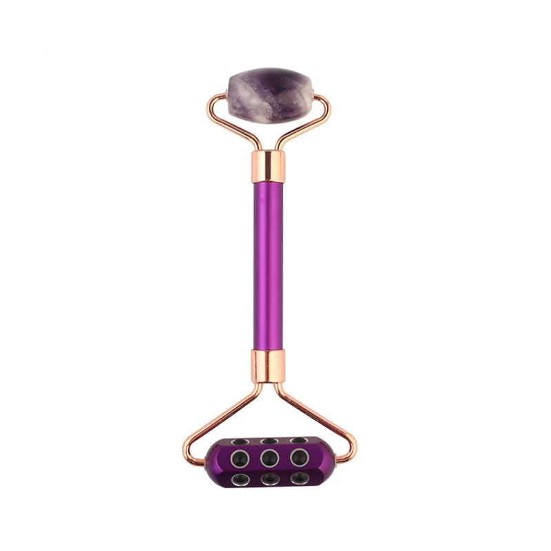 Wholesale natural dream amethyst double head facial massager jade roller