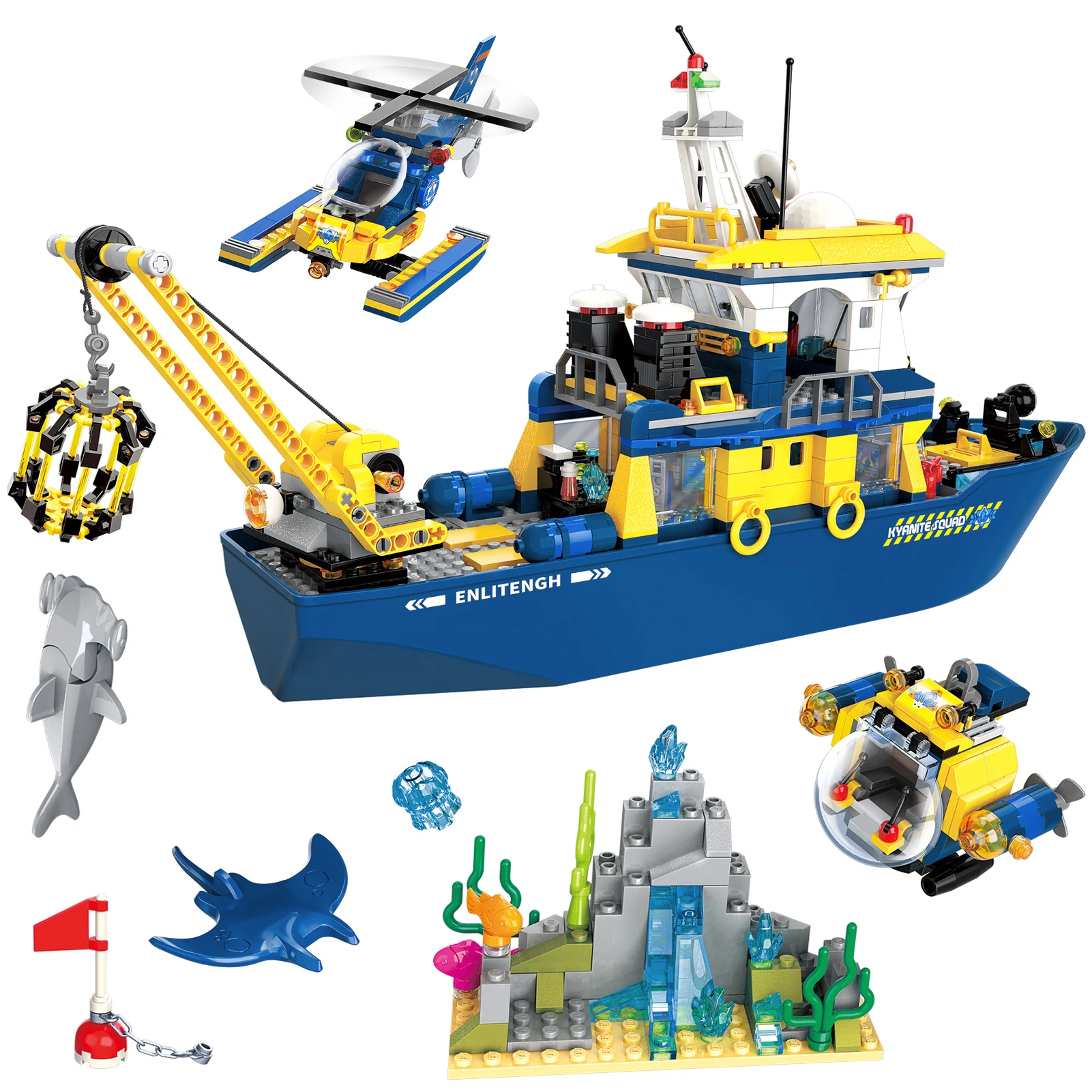 753PCS STEM City Ocean Exploration Ship Deep Sea Explorer Boat Building Sets Model Toy Building Block Kit For Kids Gift