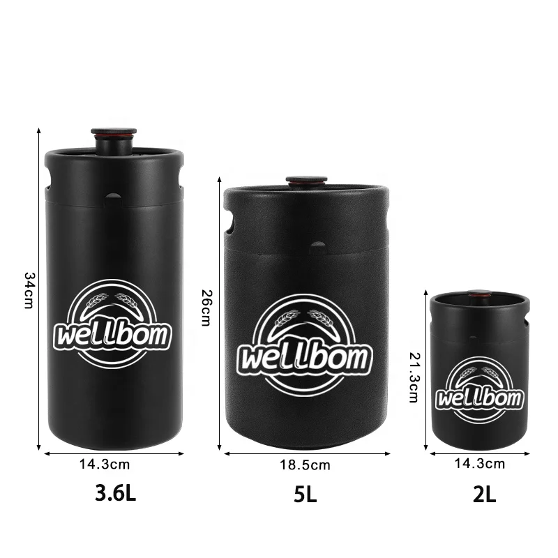 Mini Keg 5L Matte Black Beer Keg Growler Stainless Steel Brewing Craft Beer Barrel Brewery Bar Accessories