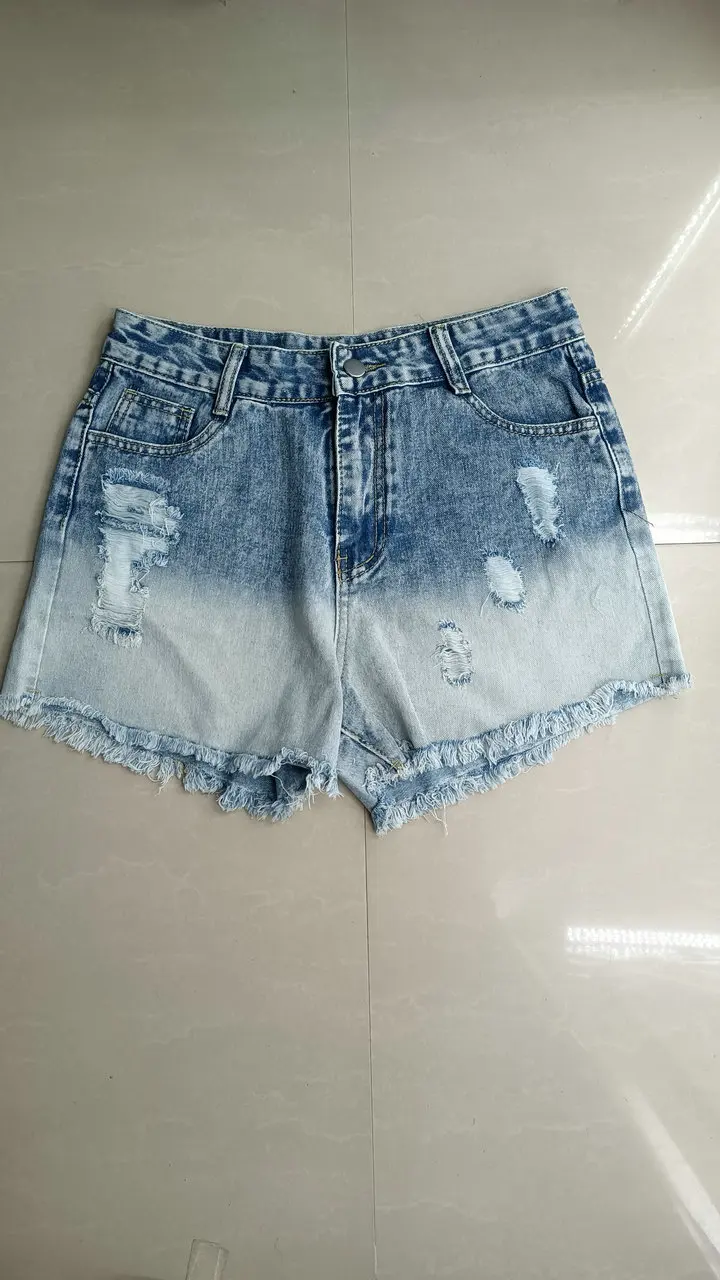 Wholesale Fashion Summer Washed Latest Jean Biker Shorts Short De Mujer Jeans 2 Colored Acid Wash Jeans Shorts
