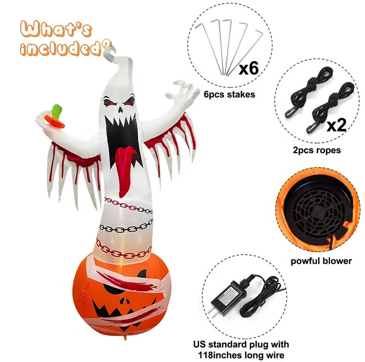 8ft white ghost inflatable halloween decorative lighted ghost yard inflatable decorative holidays inflatables garden decorations