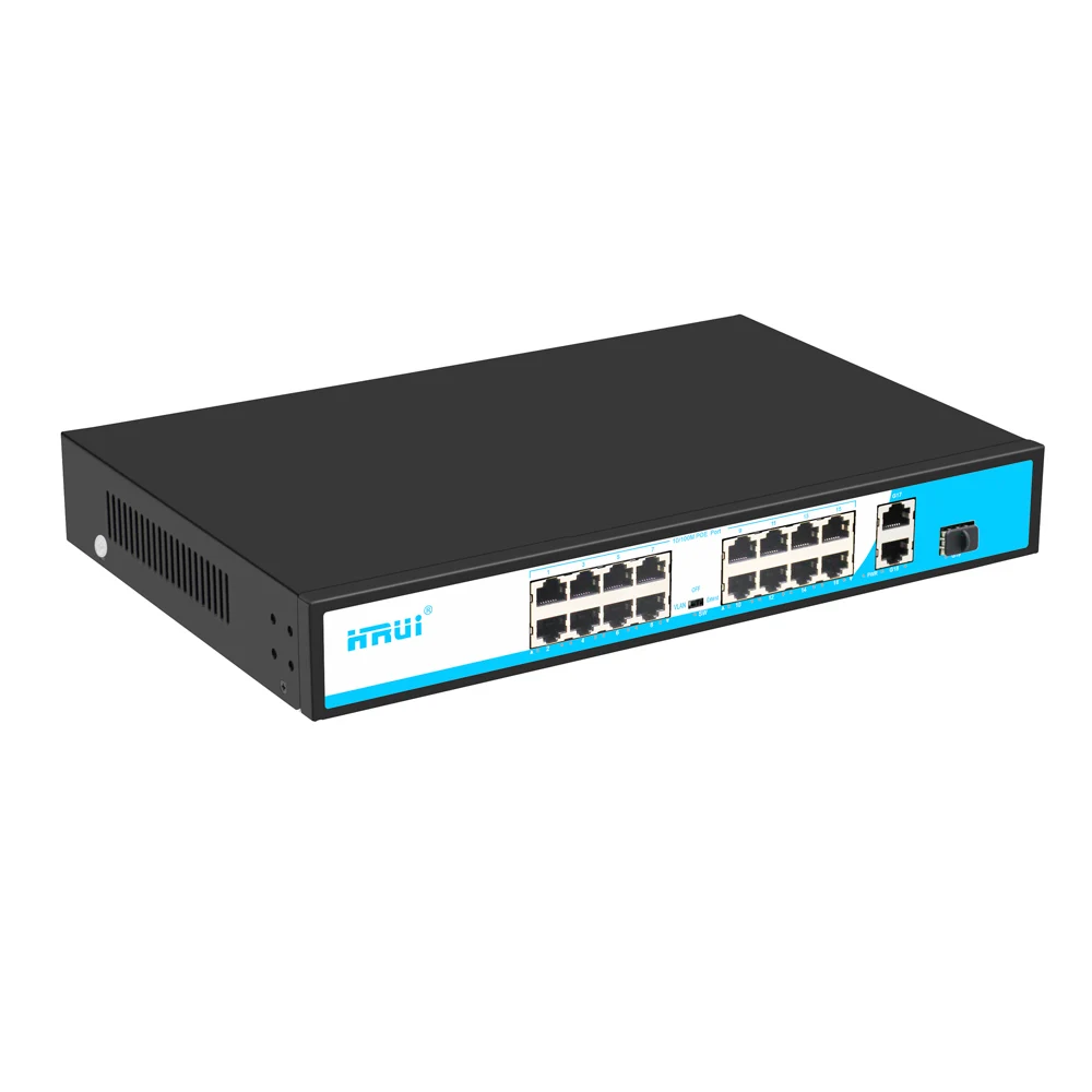 Коммутатор HRUI 16 POE Port 100M 48V VLAN 250 м с портом Gigabit